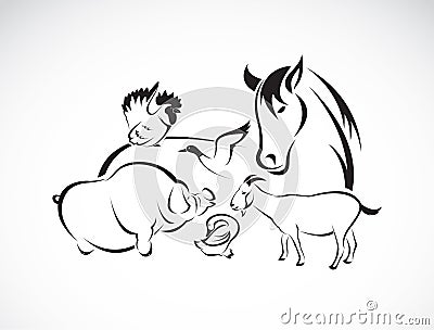 Vector farm animal set on white background Vector Illustration