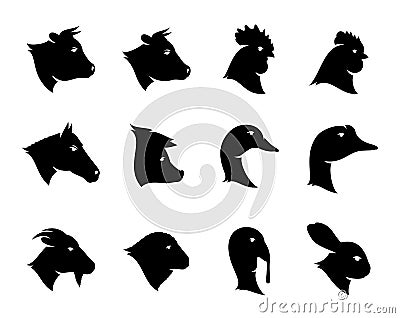 Vector Farm Animals Icons Collection Vector Illustration