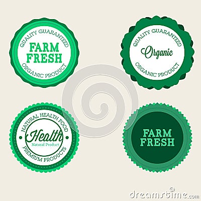 Vector farm badge set of Fresh Organic elements. Vintage style labels for natural food and drink, products, biodynamic agriculture Vector Illustration