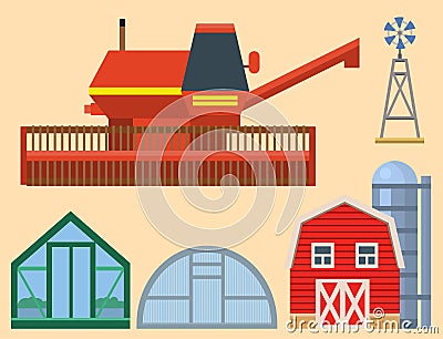 Vector farm harvesting greenhouse equipment agriculture and horticulture farming hand tools Vector Illustration