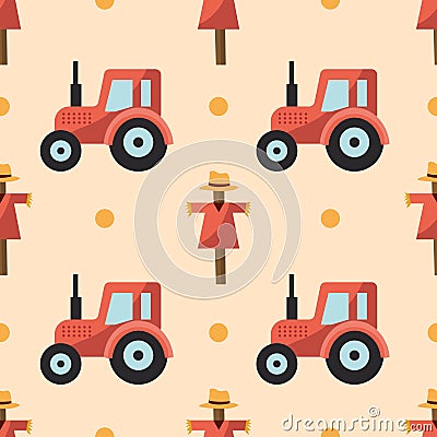 Vector farm illustration. Vector seamless pattern Vector Illustration