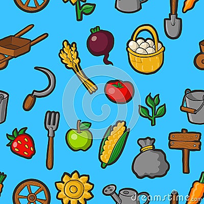 Vector farming seamless pattern Vector Illustration