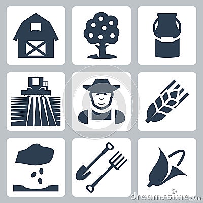 Vector farming icons set Vector Illustration