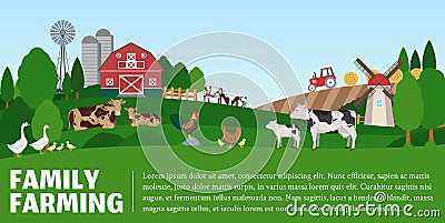 Vector farming landscape Vector Illustration
