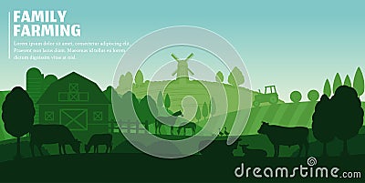 Vector farming landscape Vector Illustration