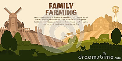 Vector farming landscape Vector Illustration