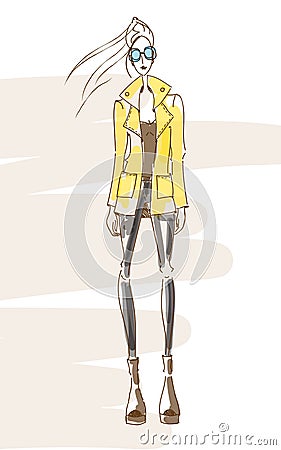 Fashion-coat-yellow Vector Illustration