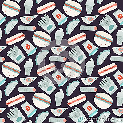 Vector fast food pattern Stock Photo
