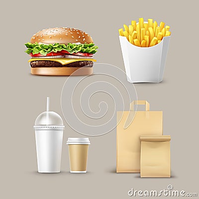 Vector Fast Food Set Vector Illustration