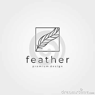 Vector of feather line art logo minimal symbol illustration design Vector Illustration