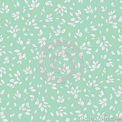 Vector feminine mint green and white monochrome foliage seamless pattern background Vector Illustration
