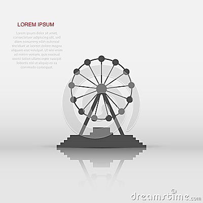 Vector ferris wheel icon in flat style. Carousel in park sign illustration pictogram. Amusement ride business concept Vector Illustration