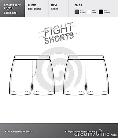 Vector fight shorts template for your design. Template sport short for your design Vector Illustration