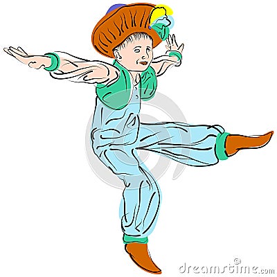 Vector figures a dancing little boy in eastern costume Vector Illustration