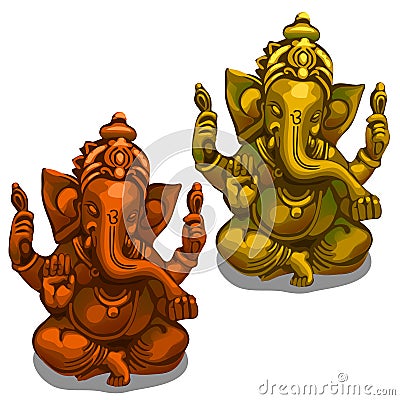 Vector figurines of the Indian deity of Ganesha Vector Illustration