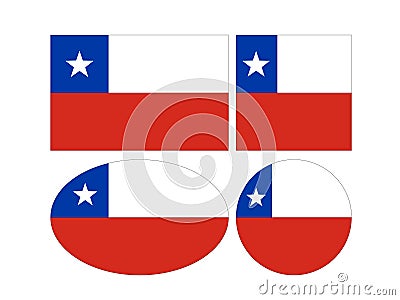 Chile flags - Republic of Chile Vector Illustration