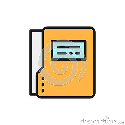 Vector file folder, dossier folder flat color line icon. Vector Illustration