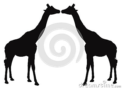 Giraffe silhouette - African wildlife largest mammal Vector Illustration