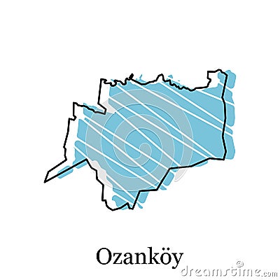 vector file map of Ozankoy, Geometric Map of Turkey Region Vector Design Template. Editable Stroke Vector Illustration