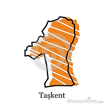 vector file map of Taskent , Geometric Map of Turkey Region Vector Design Template. Editable Stroke Vector Illustration