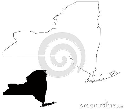 New York State map - state in the northeastern United States Vector Illustration