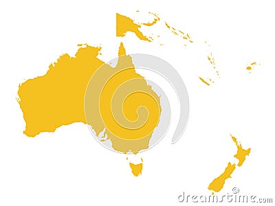 Oceania map - geographic region that includes Australasia, Melanesia, Micronesia and Polynesia Vector Illustration