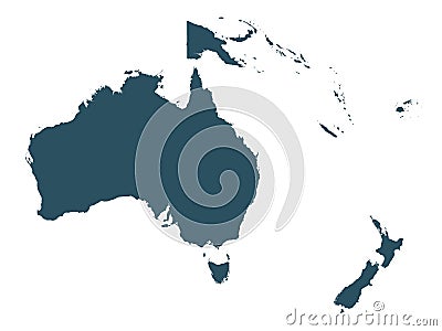 Oceania map - geographic region that includes Australasia, Melanesia, Micronesia and Polynesia Vector Illustration