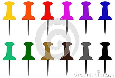 Push pins collection Vector Illustration