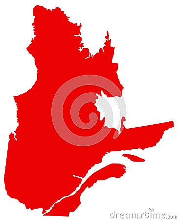 Quebec map - the biggest province and territory of Canada Vector Illustration