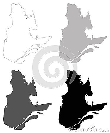 Quebec map - the biggest province and territory of Canada Vector Illustration