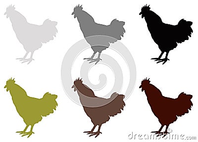 Rooster silhouette - cockerel or cock, farm bird Vector Illustration