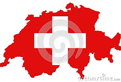 Switzerland, Swiss Confederation map and flag - sovereign state in Europe Vector Illustration