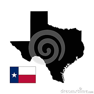 Texas map and flag - the second largest state in the United States Vector Illustration