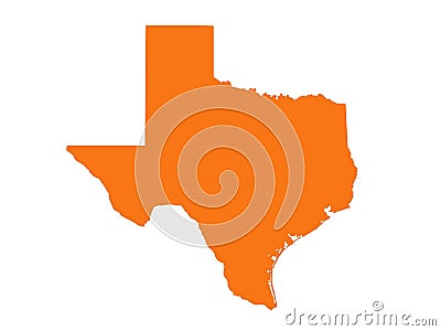 Texas map - the second largest state in the United States Vector Illustration