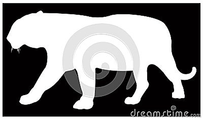 Tiger silhouette - largest cat species Vector Illustration