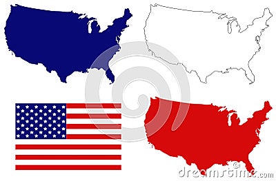 USA map and flag - federal republic in North America Vector Illustration