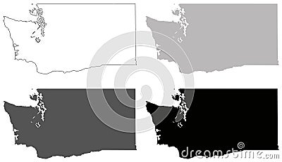 Washington State map - state in the Pacific Northwest region of the United States Vector Illustration