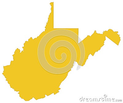 West Virginia map - state in the Appalachian region of the Southern United States Vector Illustration