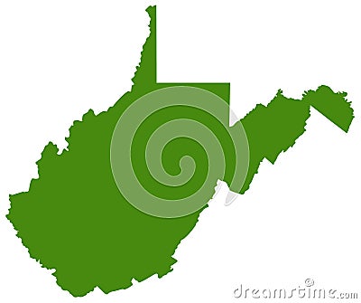 West Virginia map - state in the Appalachian region of the Southern United States Vector Illustration