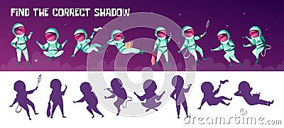 Vector correct shadow kid game with spacemen Vector Illustration