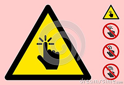 Vector Finger Click Warning Triangle Sign Icon Stock Photo