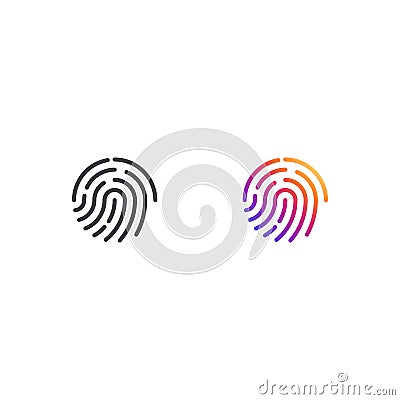 Vector fingerprint icon. Two fingerprint symbol shape. Biometric security sign. Interface button. Element for design mobile app or Vector Illustration