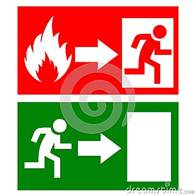 Vector fire exit signs Vector Illustration