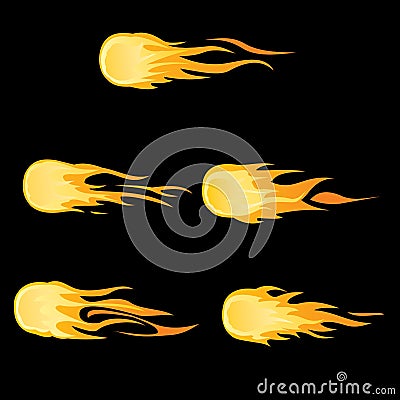 Vector fireball animation. Sprite sheet for game or cartoon. Vector Illustration