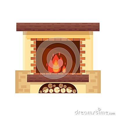 Vector fireplace icon logo design in flat style. Vector Illustration