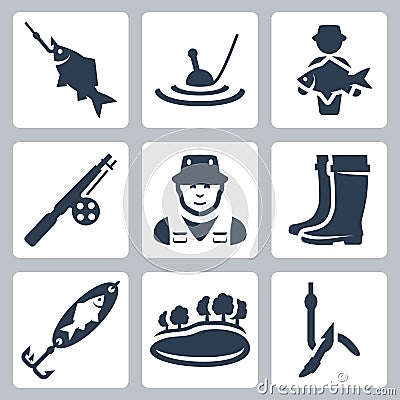 Vector fishing icons set Vector Illustration