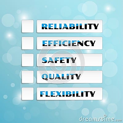 Vector with five priorities of quality Stock Photo