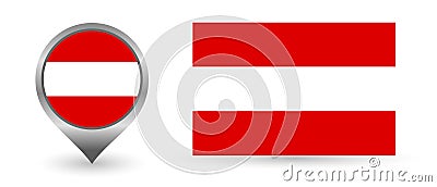 Vector flag Austria. Location point with flag Austria inside. Vector Illustration