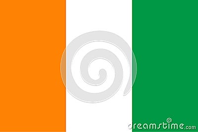 Vector flag of Cote d`Ivoire. Proportion 2:3. Ivorian national flag. Republic of CÃ´te d`Ivoire. Vector Illustration