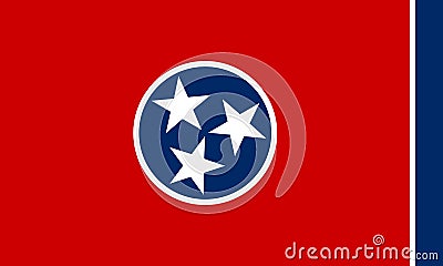 Vector flag illustration of Tennessee state, United States of America Vector Illustration